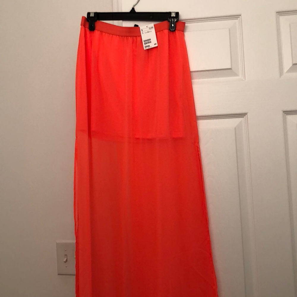 Bright long pink skirt